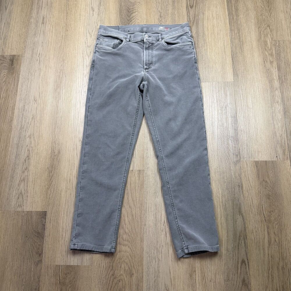 Faherty Jeans Mens 33x30 Gray Stretch Denim Straight Leg Made In India Casual